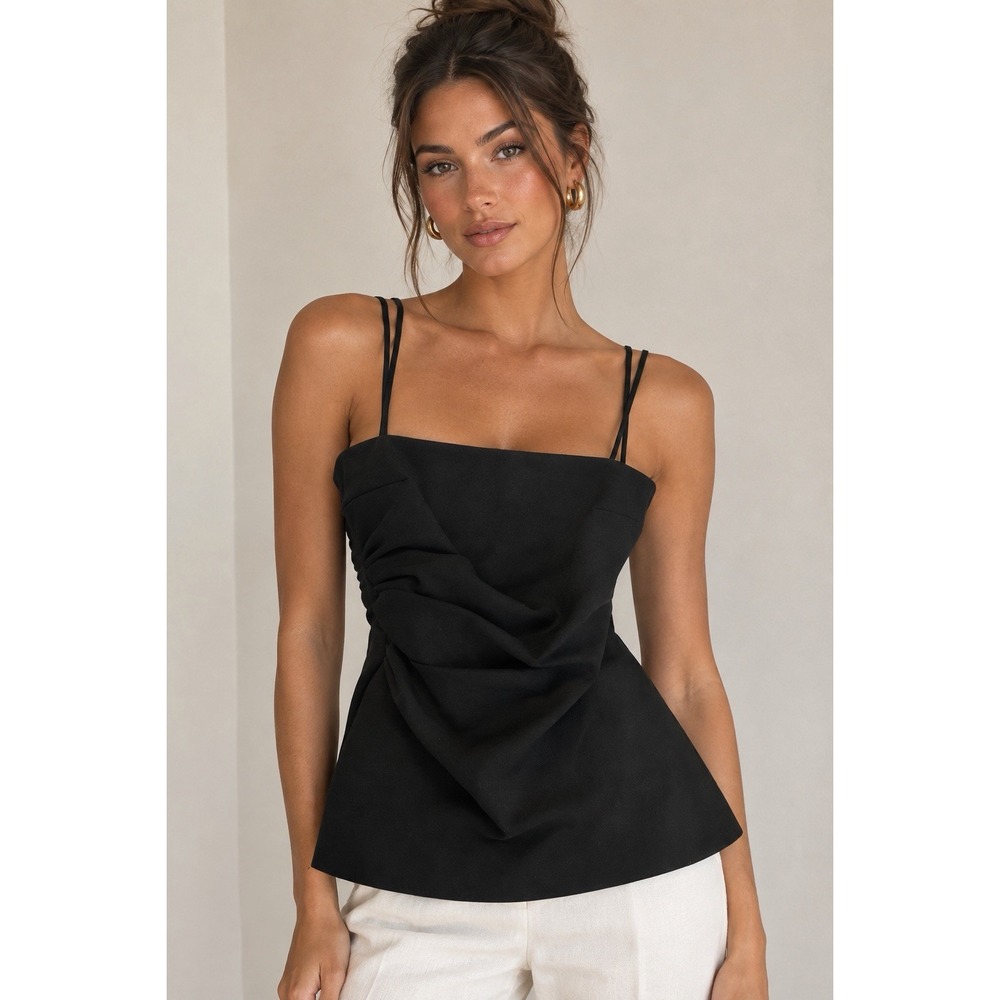 Abercrombie & Fitch Black Ruched Tank Small
